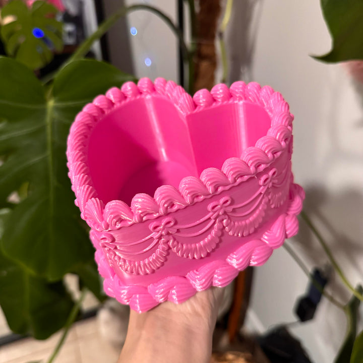 6 inch Heart Cake Planter | More Colors Available